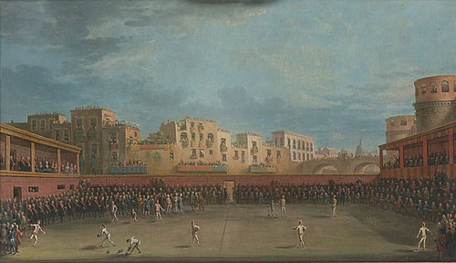 Darstellung eines Ballspiels im Valle Aragonese in Neapel, , Antonio Joli