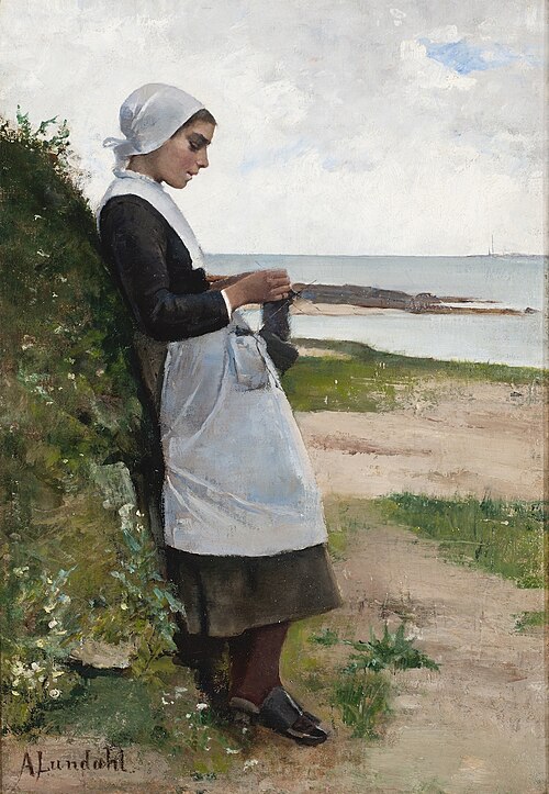 Breton Girl (Sock Knitter), 1883, Amélie Helga Lundahl