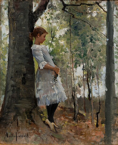 Girl in a Leaf Forest, 1880, Amélie Helga Lundahl