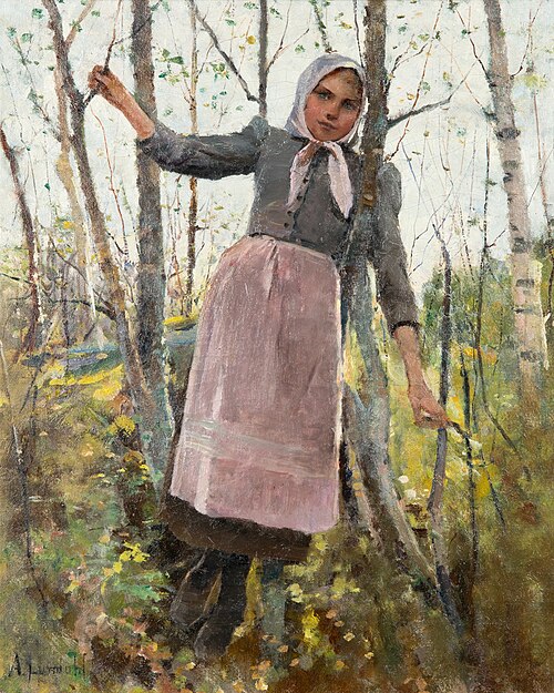 Spring; Girl in a Birch Forest, , Amélie Helga Lundahl