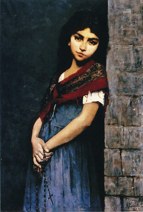 Outside the Church or A child of sorrow, 1880, Amélie Helga Lundahl