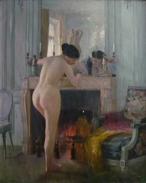 Femme qui se chauffe, 1905, Albert Dagnaux