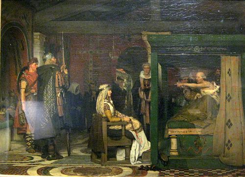 Frédégonde visitant Prétextat sur son lit de mort, 1864, Lawrence Alma-Tadema