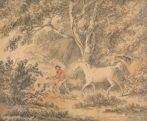 Landscape with Horses, Farmer and Dog, 1794, George Morland