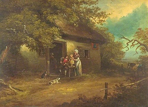 Family Sitting Outside a Rural Cottage, 1789, George Morland