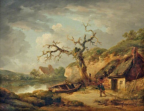 Lake Scene and a Cottage, 1790, George Morland