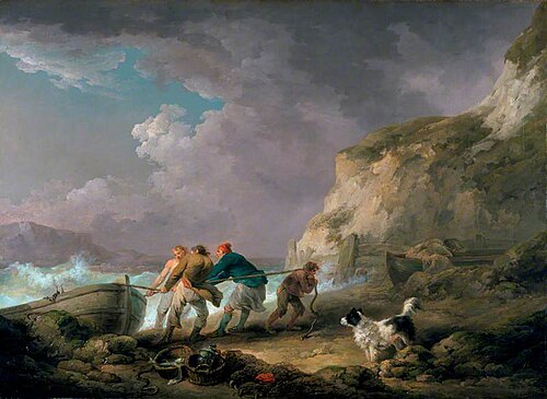 Seashore: Fishermen Hauling in a Boat, 1791, George Morland