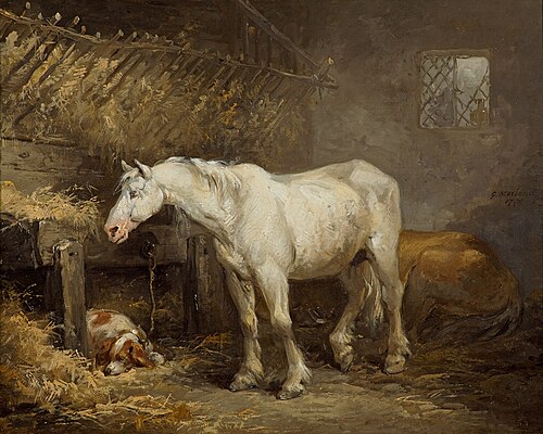 Horse and Dog in a Stable, 1791, George Morland