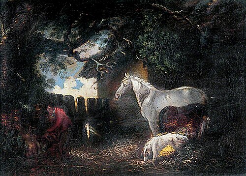 A Farmyard, , George Morland
