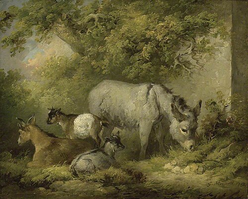 Farmyard Scene: A Donkey and Goats, 1792, George Morland