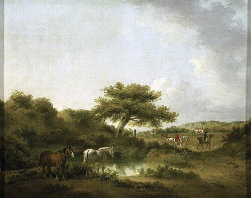 Landscape with Huntsmen and Hounds, , George Morland