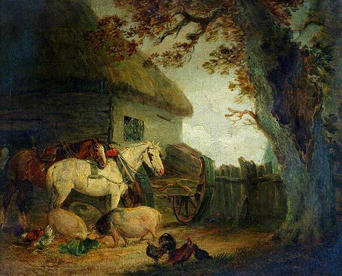 A Farmyard, , George Morland
