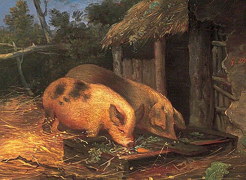 Pigs at a Trough, , George Morland