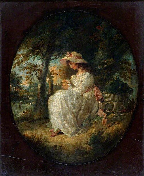 A Girl Seated and Fondling a Dove, , George Morland