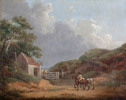 Wooded Landscape with a Toll Gate, , George Morland
