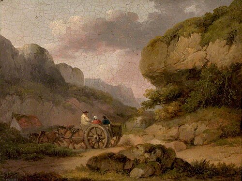 Landscape with Horses, Cart and Figures, , George Morland