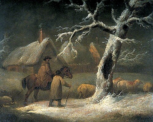 Shepherd in a Snowy Landscape, , George Morland