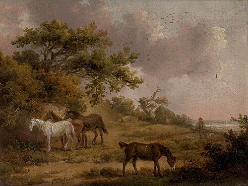Landscape with Four Horses, , George Morland