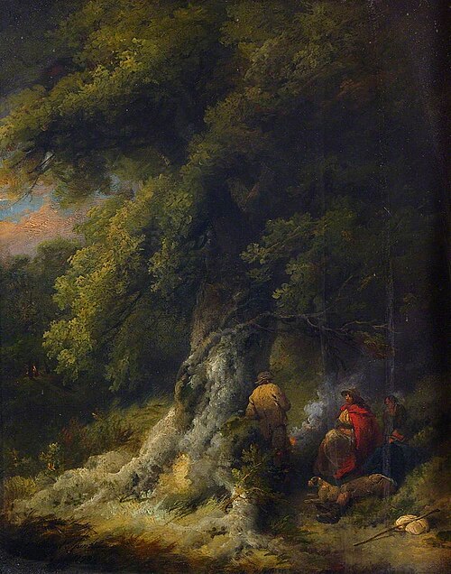 Landscape with Gypsy Figures at a Fire in a Wood, , George Morland