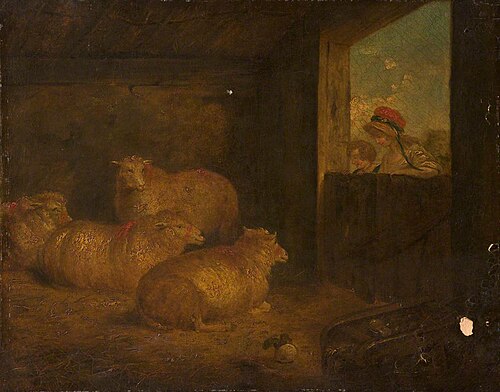 Interior with Sheep, , George Morland