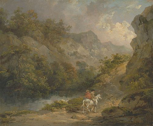 Rocky Landscape with Two Men on a Horse, 1791, George Morland