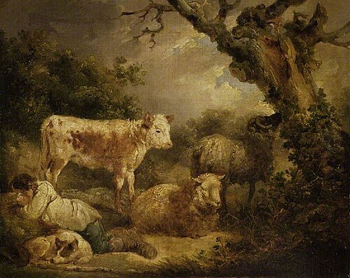 Calf and sheep, , George Morland