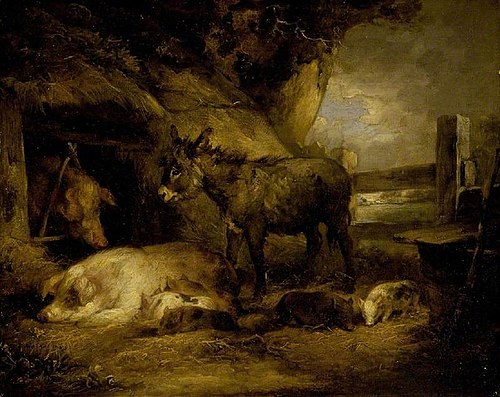 Donkey and pigs, 1789, George Morland
