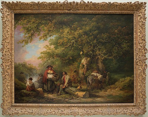 Gypsy Encampment with Seated Man Breaking Firewood, 1790, George Morland