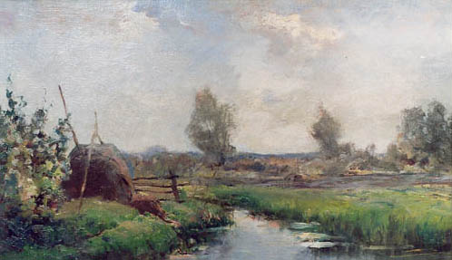 Polderlandschap met hooischelf, , Jan Hillebrand Wijsmuller