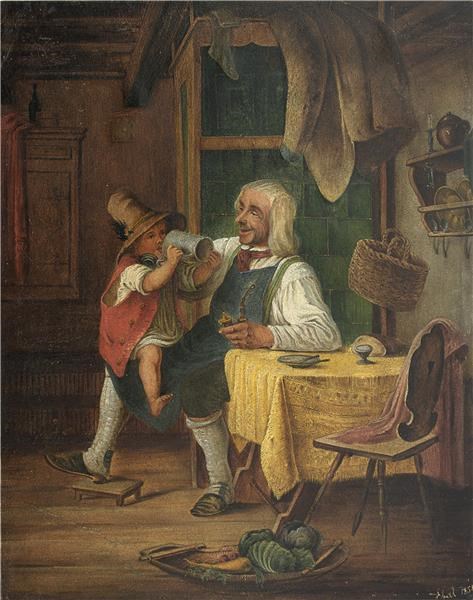 Dedek z vnučkom, 1858, Alojz Eberl