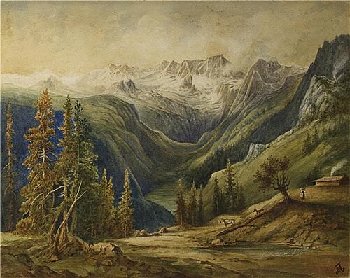 Dachstein z jezerom Gossau, 1876, Alojz Eberl