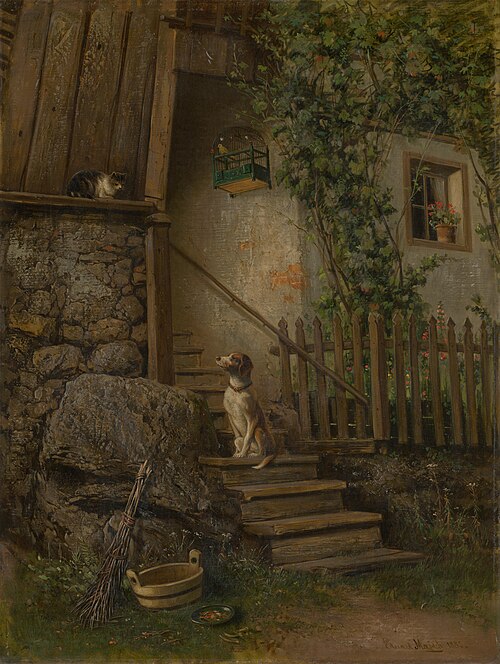 On the Porch (Dog and Cat), 1882, Eduard Majsch
