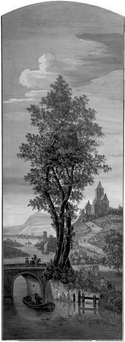 Rivierlandschap met kerk op heuvel, 1760, Pieter Jan van Liender