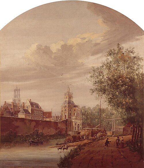 De Wittenvrouwenpoort te Utrecht (schoorsteenstuk), 1760, Pieter Jan van Liender