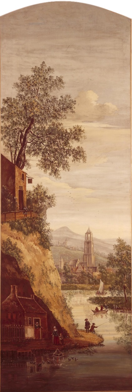 Rivierlandschap met de Domtoren te Utrecht, 1760, Pieter Jan van Liender