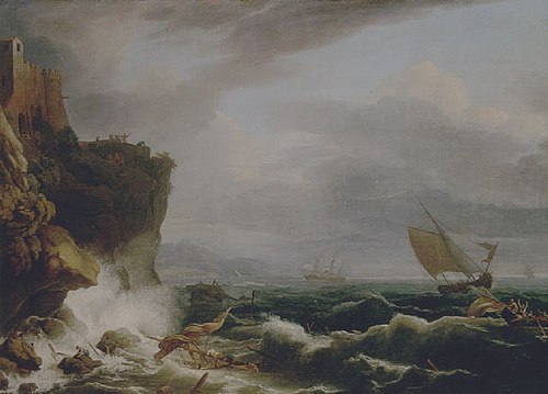 a-stormy-landscape-with-a-shipwreck-off-a-rocky-coast, 1725, Adrien Manglard