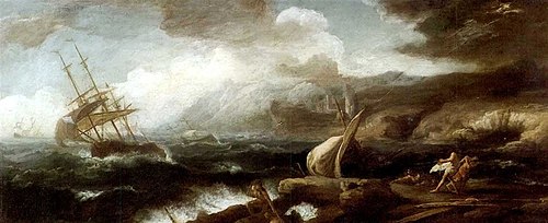 paysage côtier avec scène de naufrage, 1725, Adrien Manglard