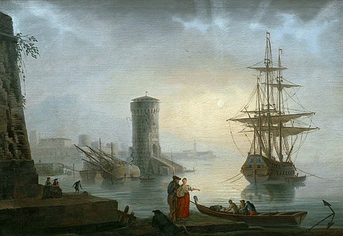 Mediterranean port., 1740, Adrien Manglard