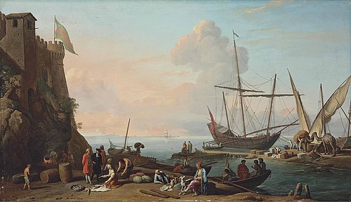 Mediterranean Harbour Scene, 1758, Adrien Manglard