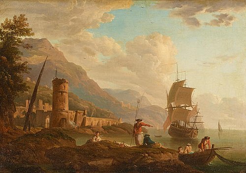 figures coming to shore, 1725, Adrien Manglard