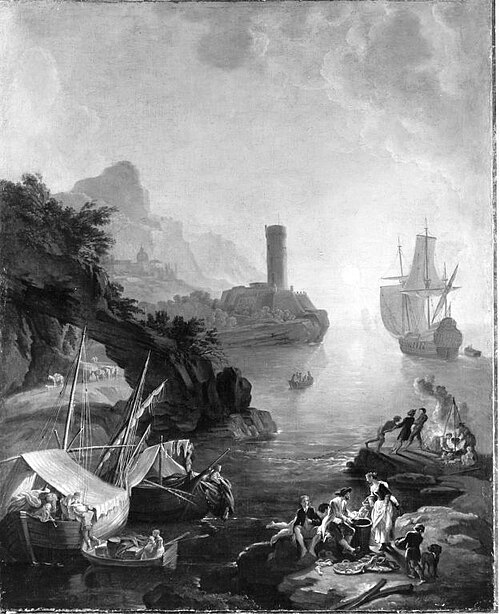 Meeresbucht bei Sonnenaufgang, 1727, Adrien Manglard