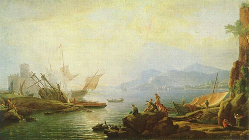 Estuary with Harbour, 1750, Adrien Manglard