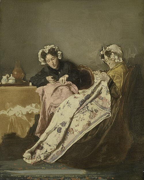 Two Ladies at their Sewing, 1871, Alexander Hugo Bakker Korff
