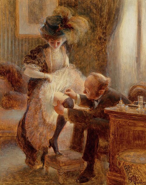 Lifting her petticoat, 1942, Albert Guillaume