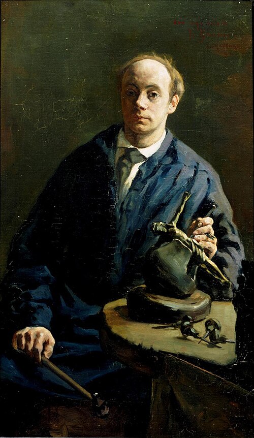 Portret van de Utrechtse edelsmid Jan Hendrik Brom (1860-1915), 1884, Anthon van Rappard