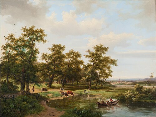Bosachtig landschap met plas, 1863, Marinus Adrianus Koekkoek