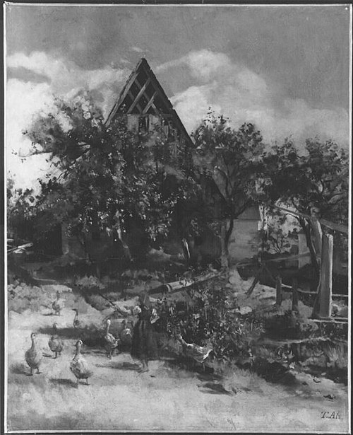 Mittelfränkische Dorfszene ("Gänseliesl"), 1872, Theodor Alt