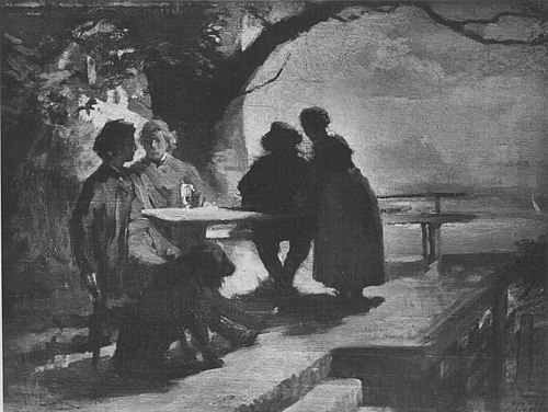 Wilhelm Leibl im Kreis seiner Freunde, 1867, Theodor Alt