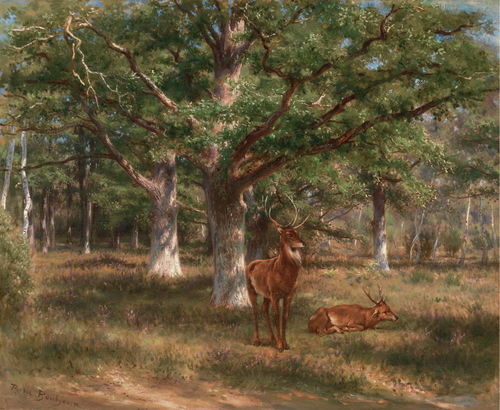 Two Deer in a Forest Glade, 1900, Rosa Bonheur