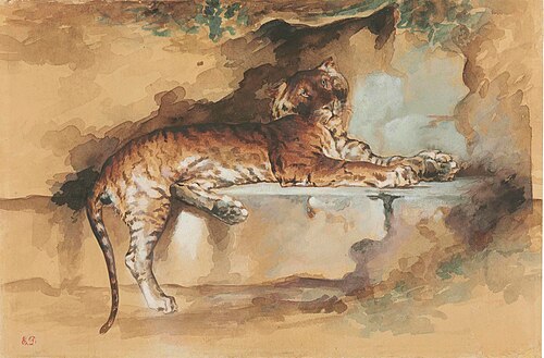 A tiger resting on a ledge, 1900, Rosa Bonheur